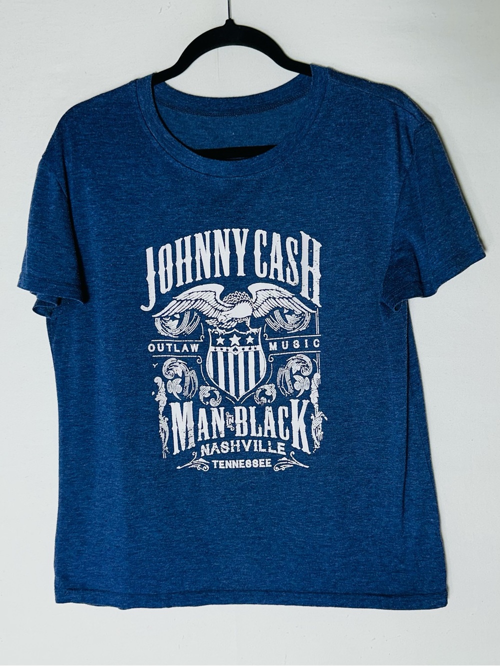 Johnny Cash Blue Graphic Tee S Nashville Tennessee Country Band Vintage Style
